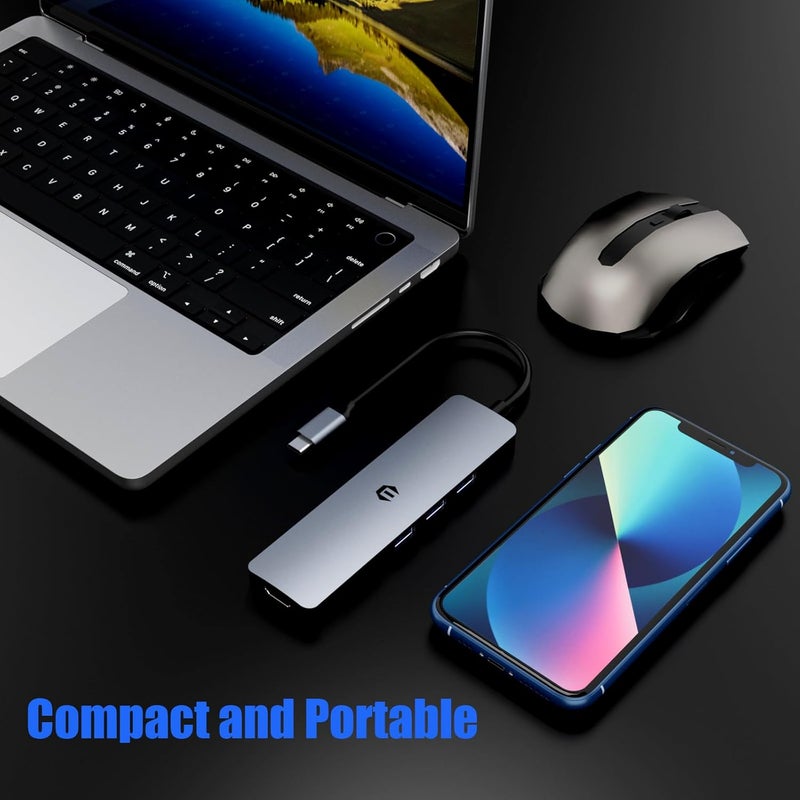 Totu USB C HUB, 6 in 1 Docking Station USB C Adapter with 4K HDMI, 3 USB 3.0 Up to 5Gbps, SD&TF Card Slot, Compatible for USB C Laptops and Other Type C Devices - Image 5